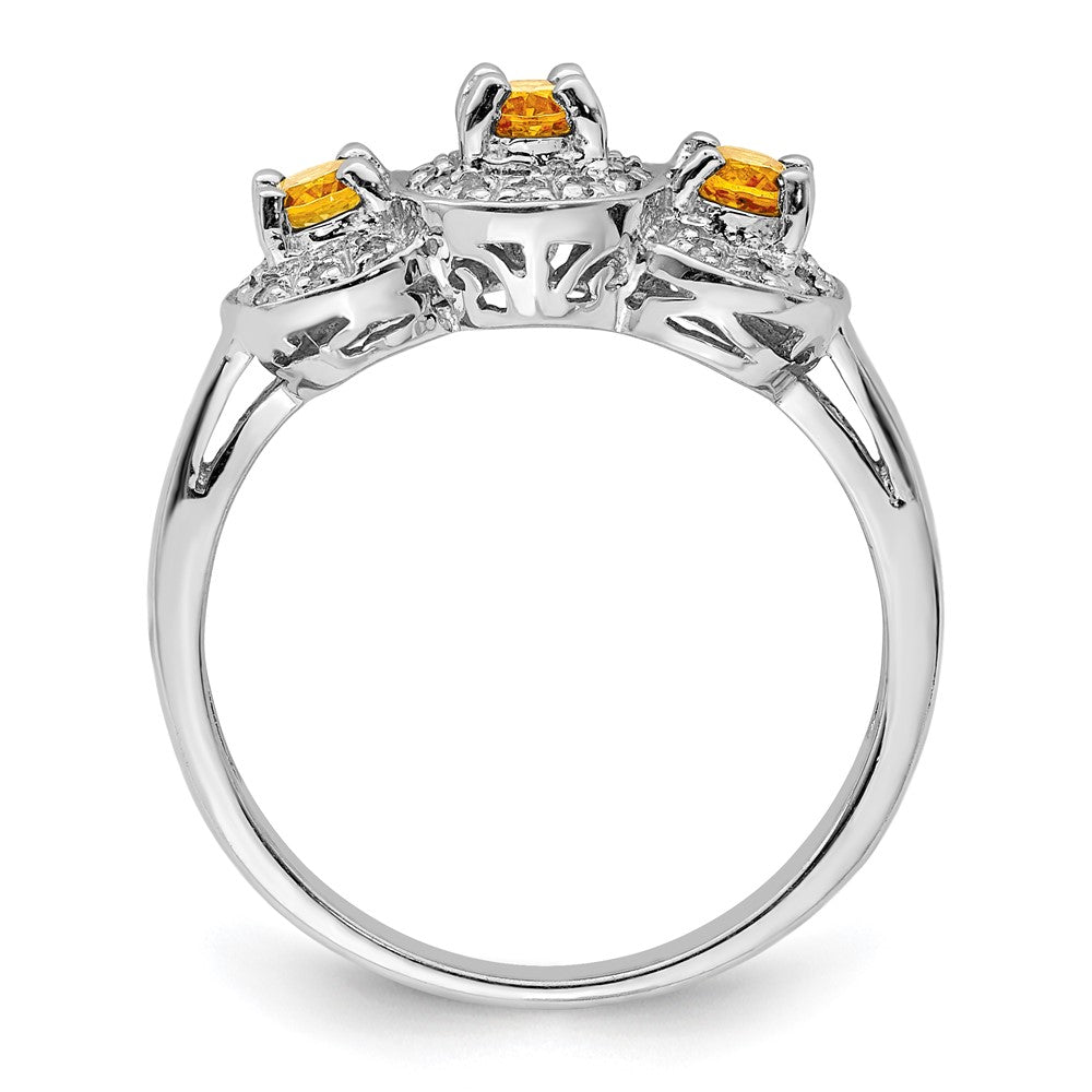 Sterlingsilber Rhodium Citrin & Diamant Ring