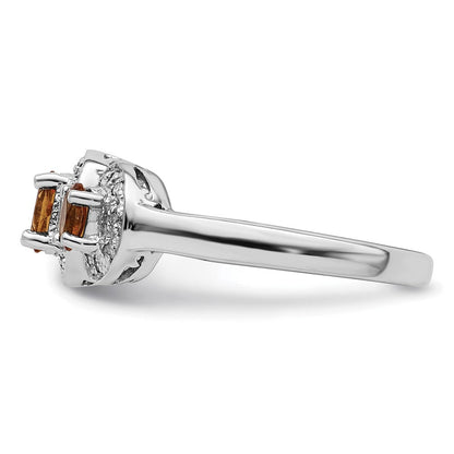 Sterlingsilber Rhodium Citrin & Diamant Ring