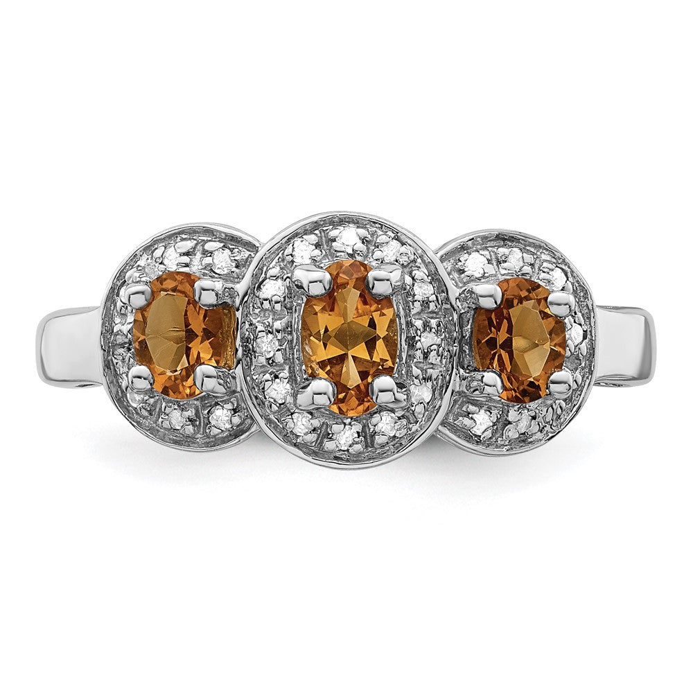 Sterlingsilber Rhodium Citrin & Diamant Ring