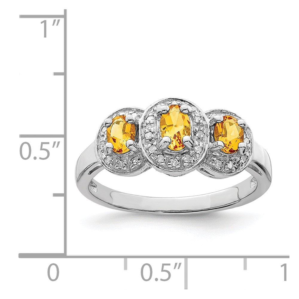 Sterlingsilber Rhodium Citrin & Diamant Ring