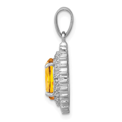 Sterlingsilber Rhodium Citrin & Diamant Anhänger