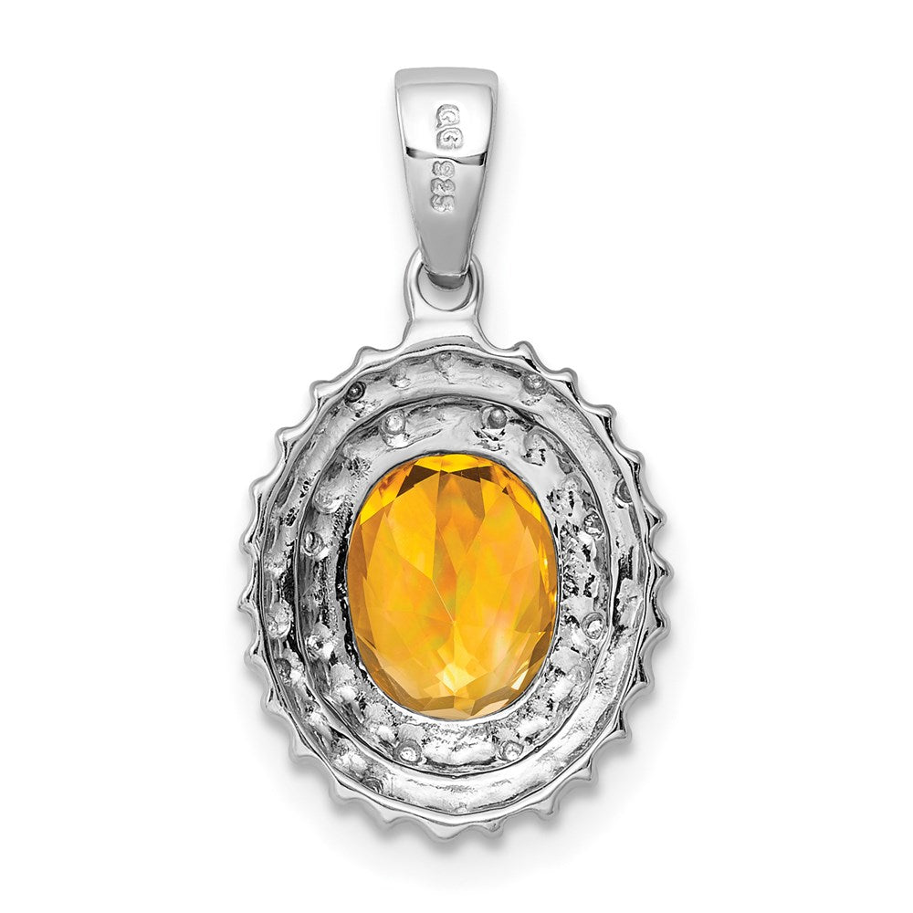 Sterlingsilber Rhodium Citrin & Diamant Anhänger