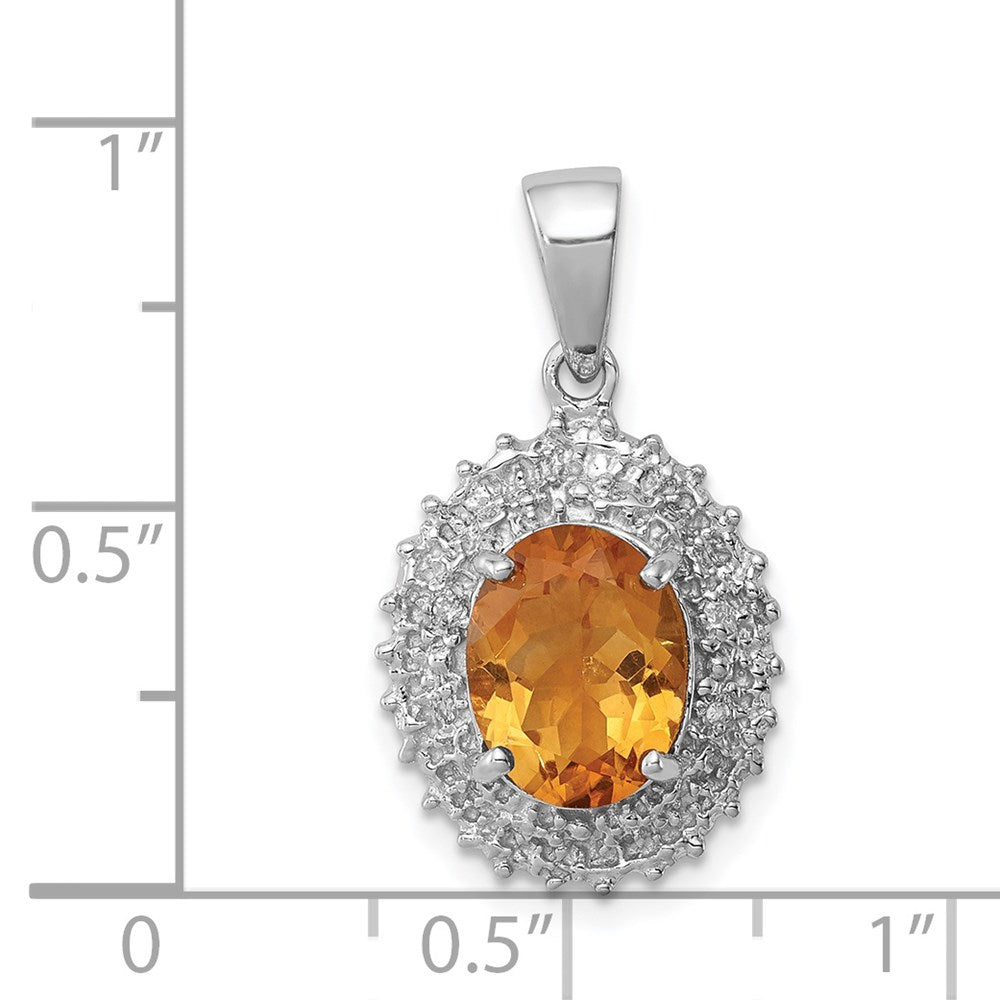 Sterlingsilber Rhodium Citrin & Diamant Anhänger