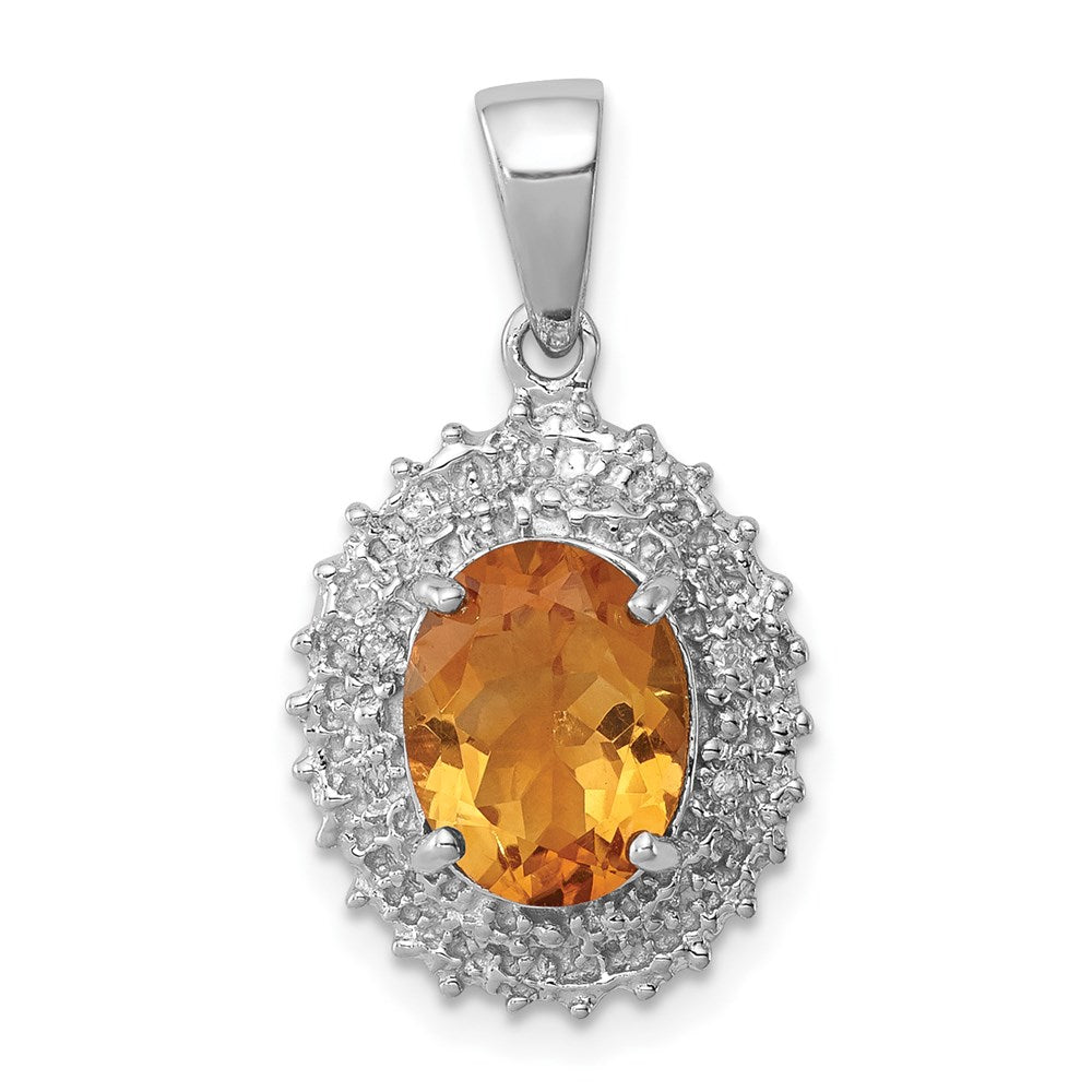 Sterlingsilber Rhodium Citrin & Diamant Anhänger