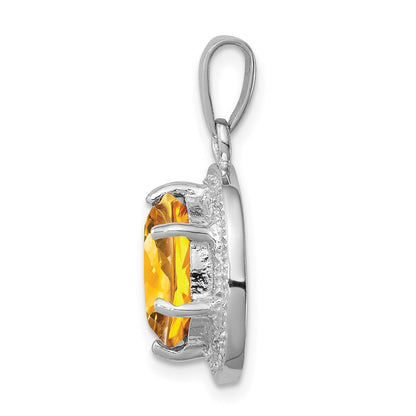 Sterlingsilber Rhodiniert Citrin & Diamant Anhänger