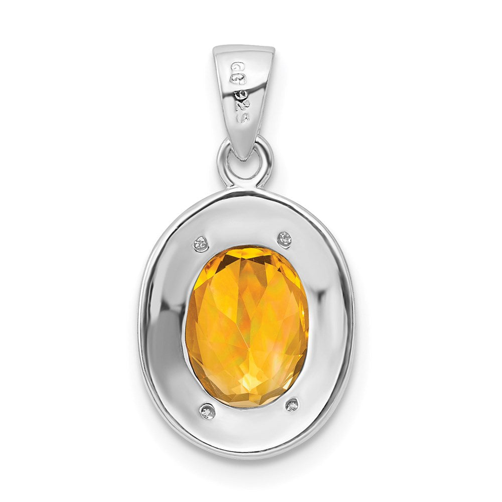Sterlingsilber Rhodiniert Citrin & Diamant Anhänger
