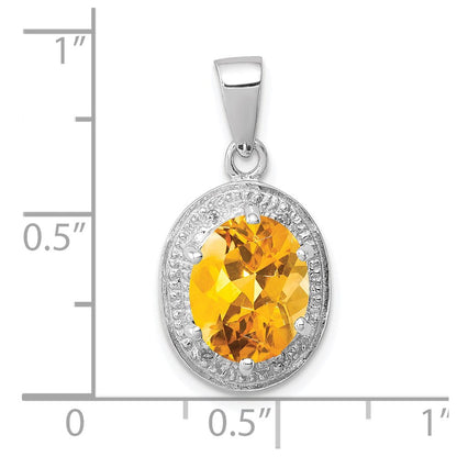Sterlingsilber Rhodiniert Citrin & Diamant Anhänger