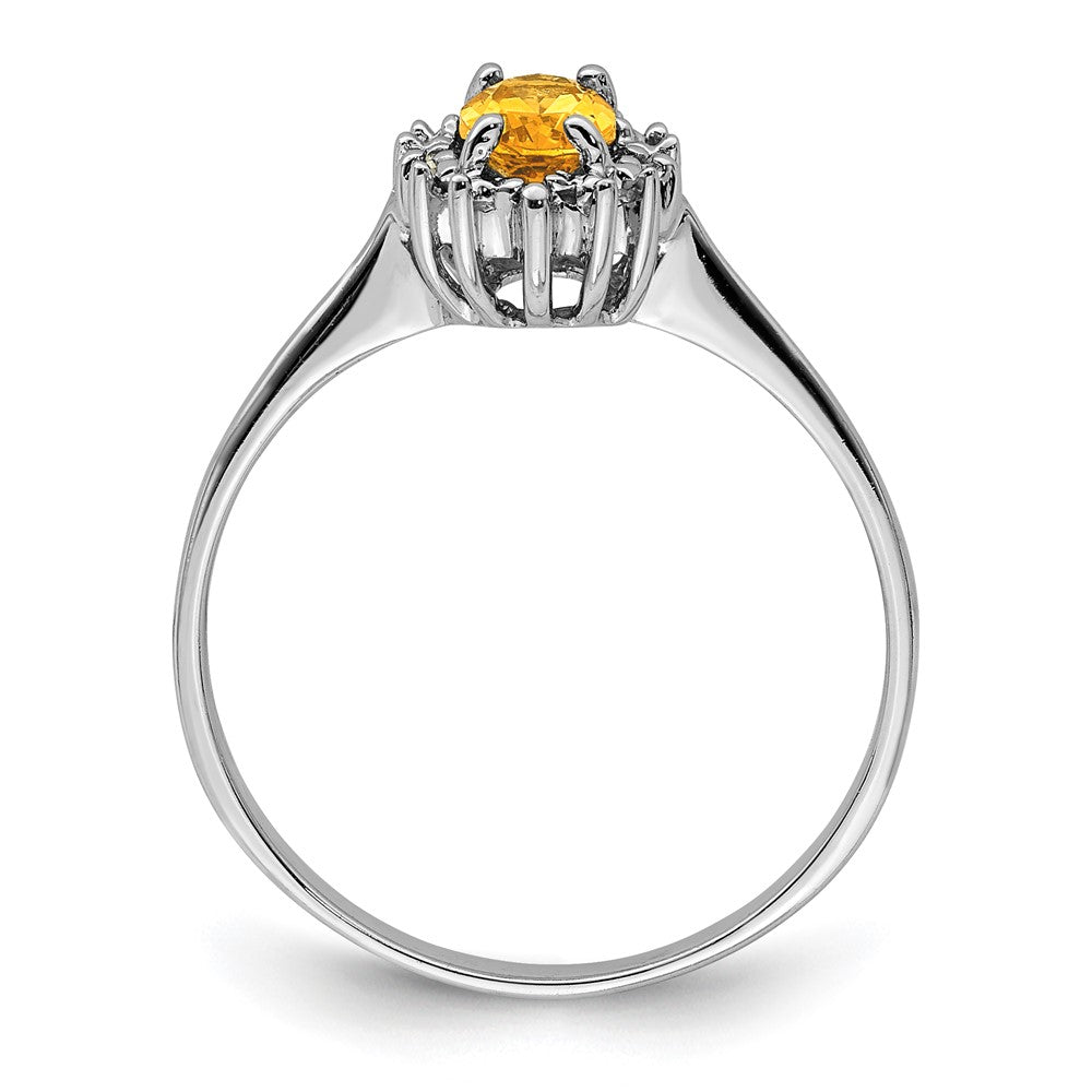 Sterlingsilber Rhodium Citrin Diamant Ring