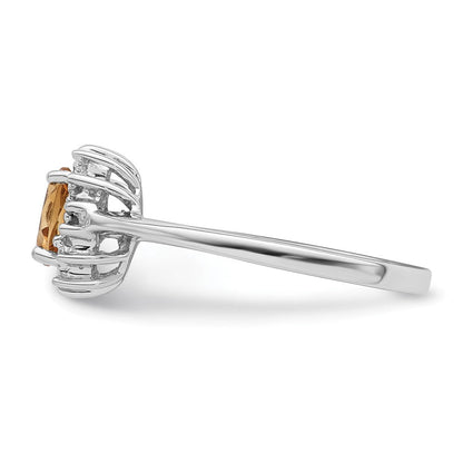 Sterlingsilber Rhodium Citrin Diamant Ring