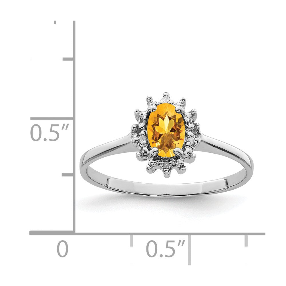 Sterlingsilber Rhodium Citrin Diamant Ring