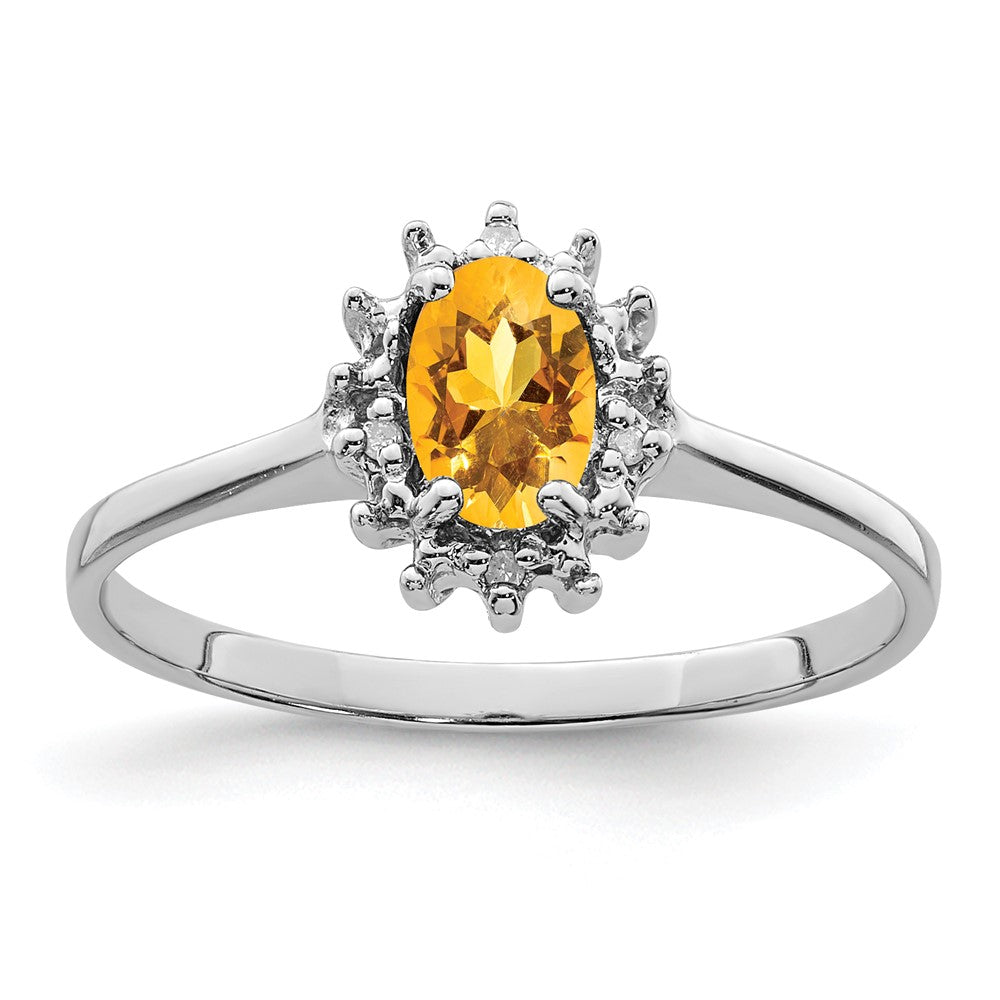 Sterlingsilber Rhodium Citrin Diamant Ring