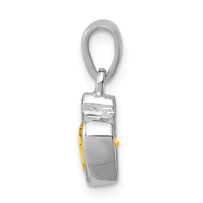 Sterlingsilber Rhodium Citrin Diamant Anhänger