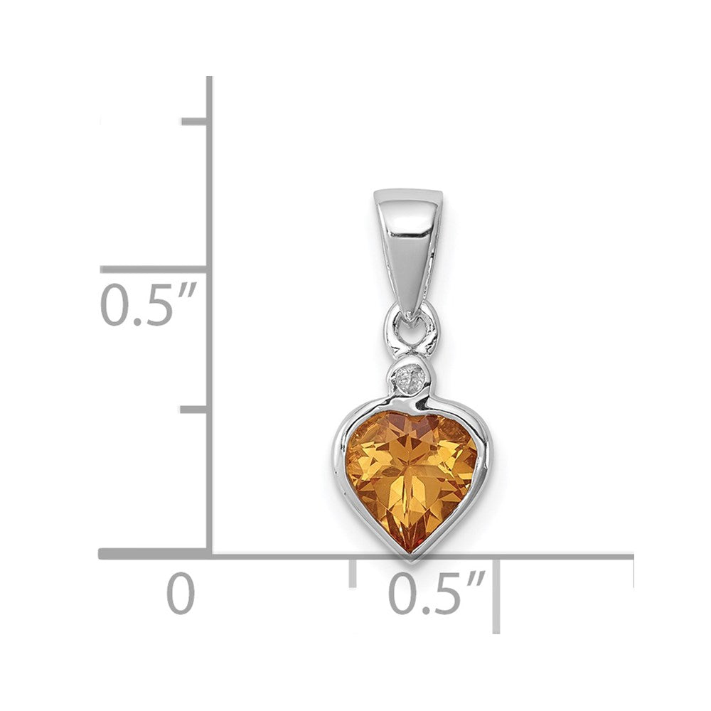 Sterlingsilber Rhodium Citrin Diamant Anhänger