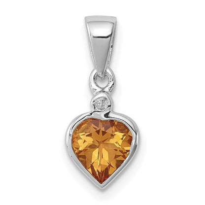 Sterlingsilber Rhodium Citrin Diamant Anhänger