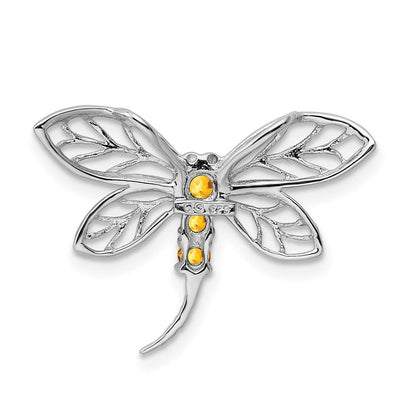 Sterlingsilber Rhodium Citrin Libelle Kette Anhänger