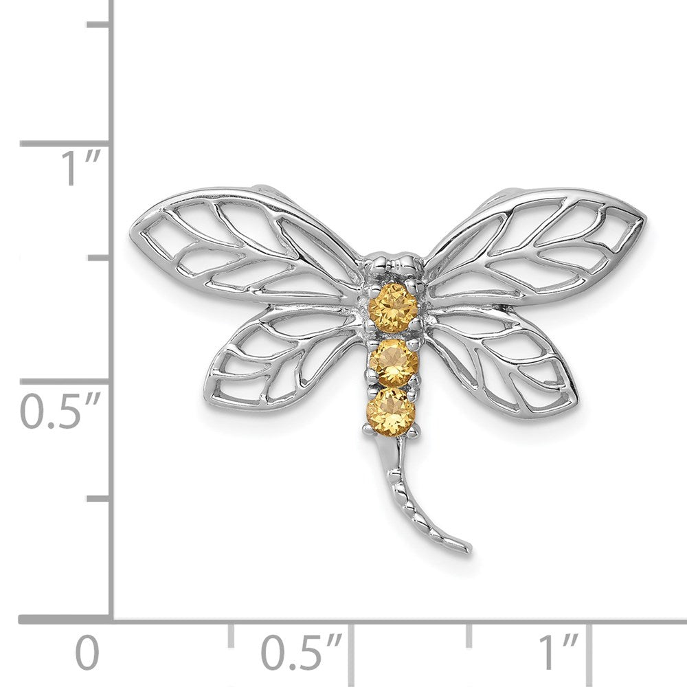 Sterlingsilber Rhodium Citrin Libelle Kette Anhänger