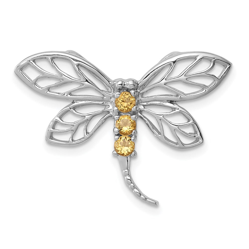 Sterlingsilber Rhodium Citrin Libelle Kette Anhänger