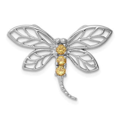 Sterlingsilber Rhodium Citrin Libelle Kette Anhänger