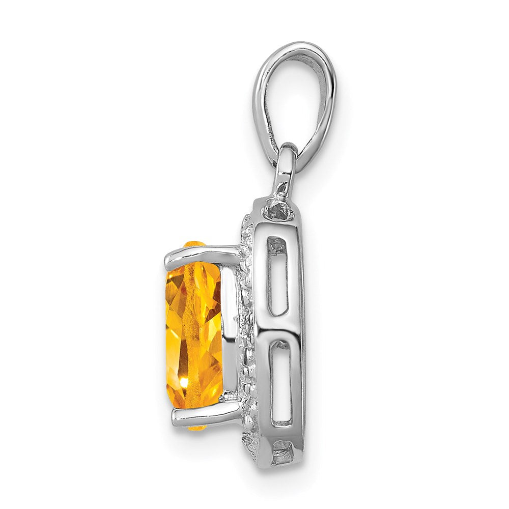 Sterlingsilber Rhodium Citrin & Diamant Anhänger
