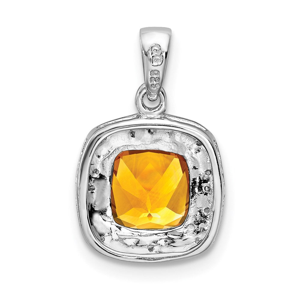 Sterlingsilber Rhodium Citrin & Diamant Anhänger