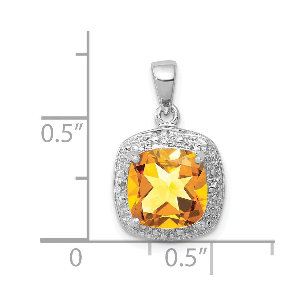 Sterlingsilber Rhodium Citrin & Diamant Anhänger