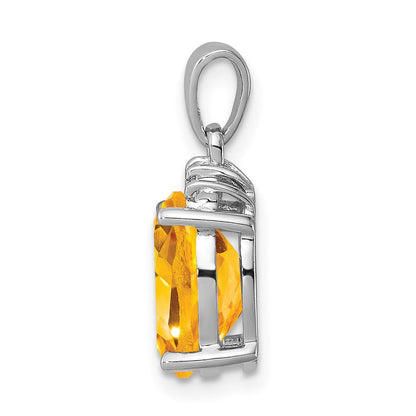 Sterlingsilber Rhodium Citrin & Diamant Anhänger