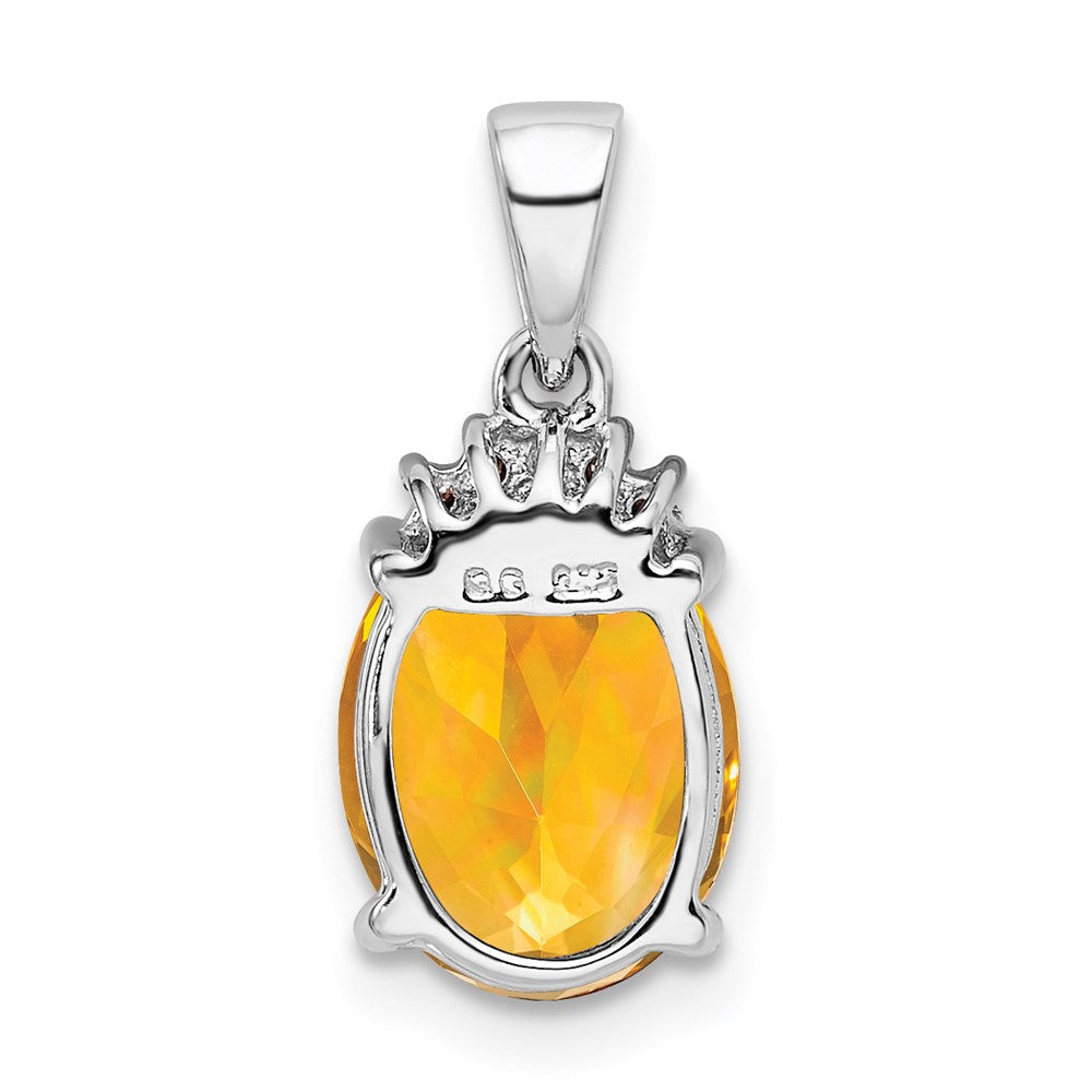 Sterlingsilber Rhodium Citrin & Diamant Anhänger