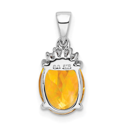 Sterlingsilber Rhodium Citrin & Diamant Anhänger