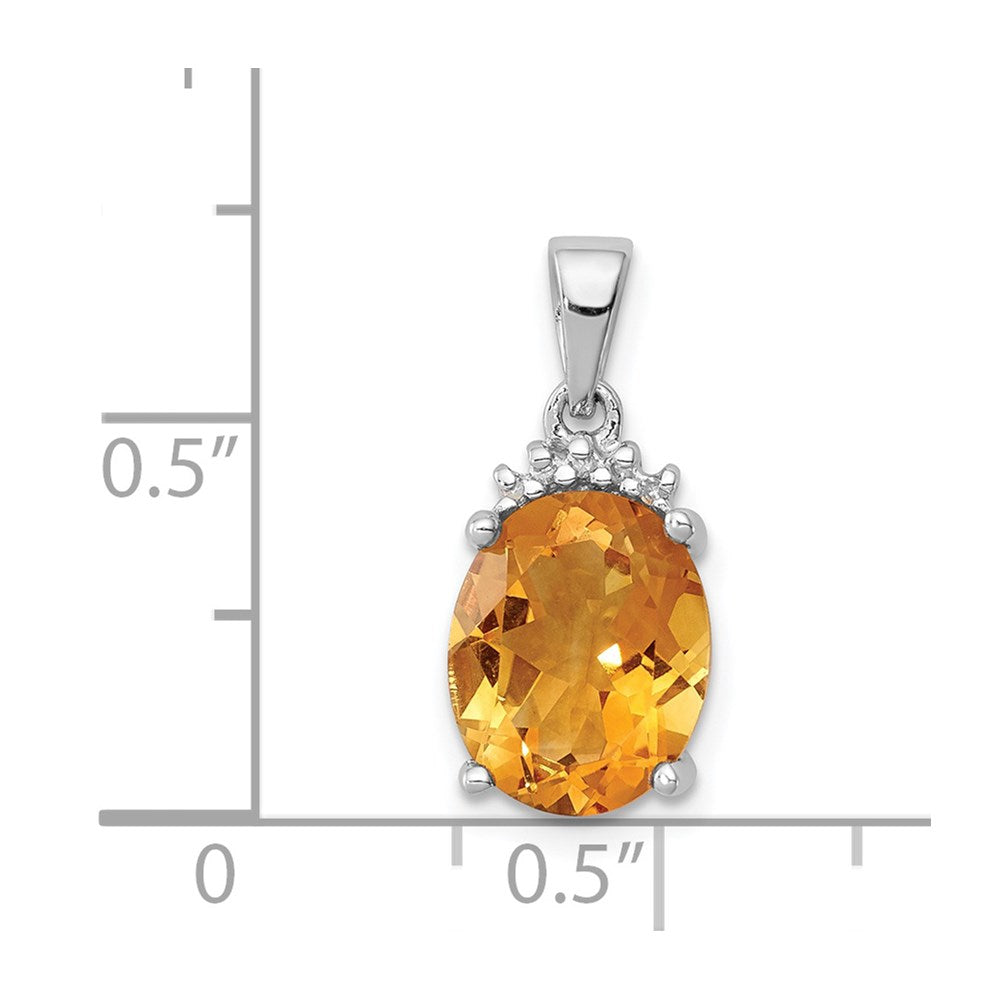Sterlingsilber Rhodium Citrin & Diamant Anhänger