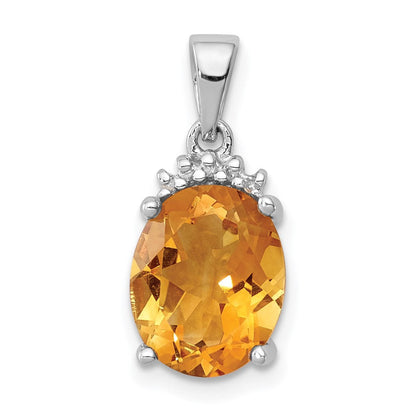 Sterlingsilber Rhodium Citrin & Diamant Anhänger