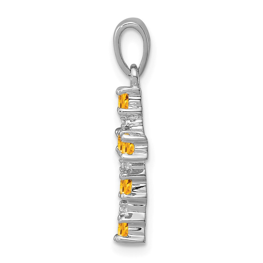 Sterlingsilber Rhodium Citrin & Diamant Akzente Kreuz Anhänger