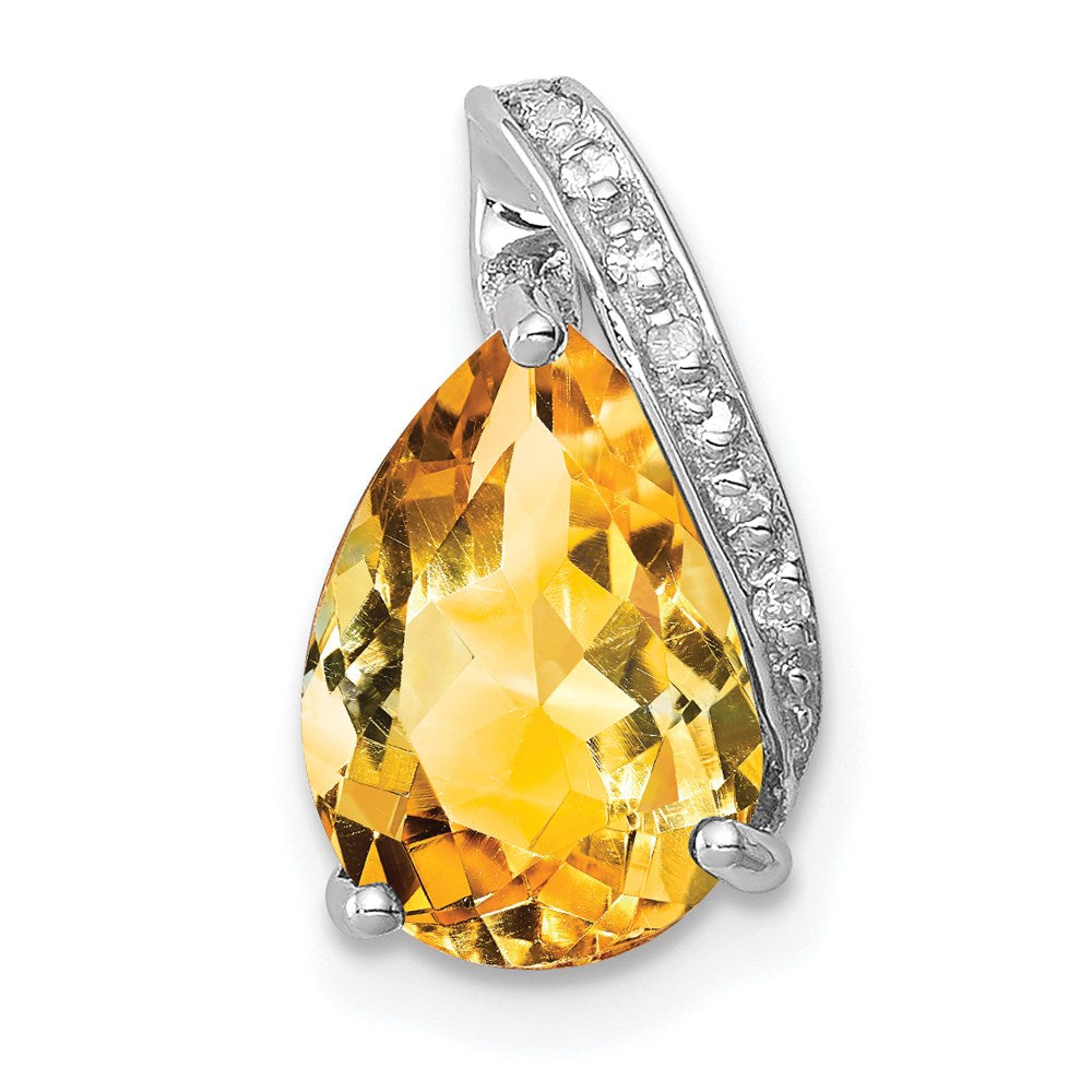 Sterlingsilber Rhodium Tropfen Citrin Anhänger