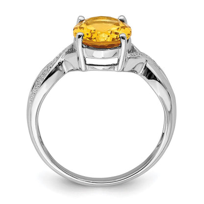 Sterlingsilber Rhodium Citrin & Diamant Ring