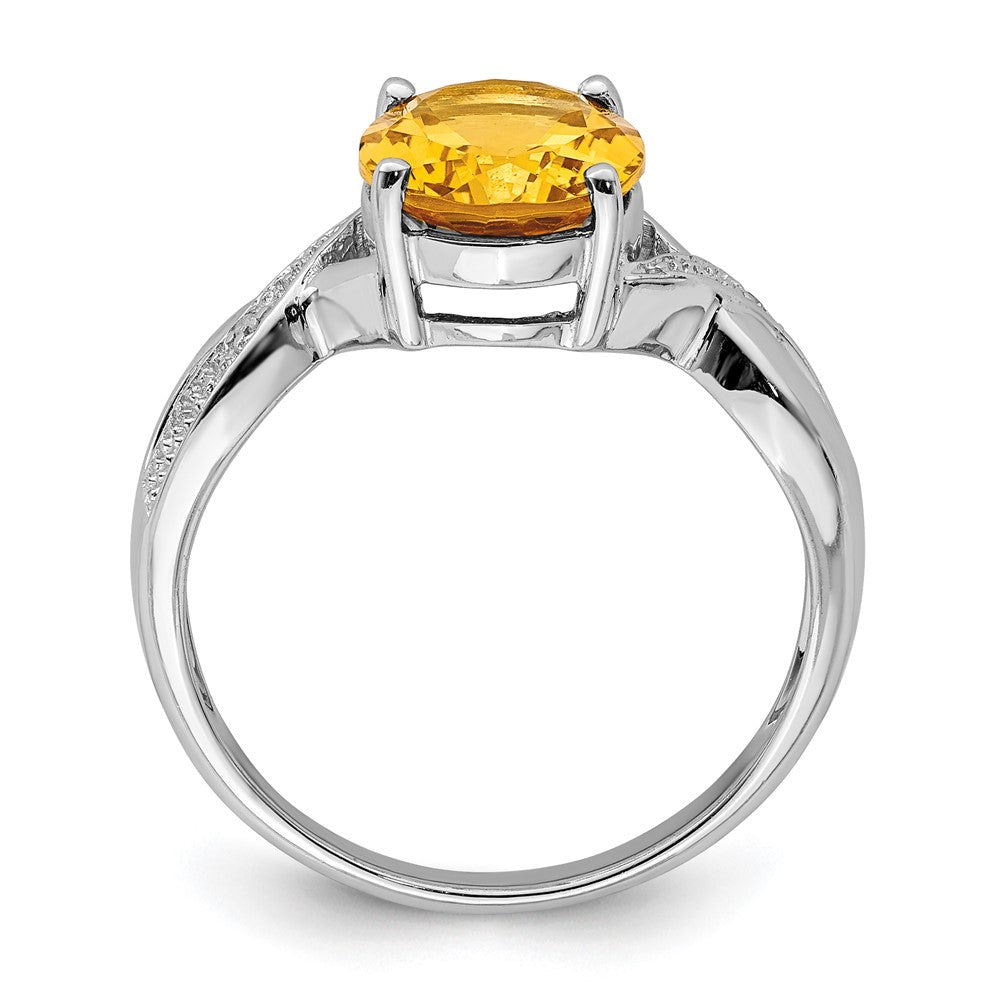 Sterlingsilber Rhodium Citrin & Diamant Ring