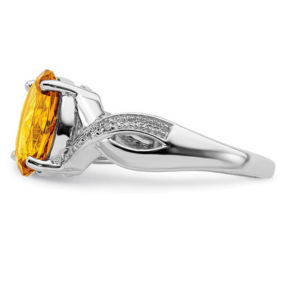Sterlingsilber Rhodium Citrin & Diamant Ring
