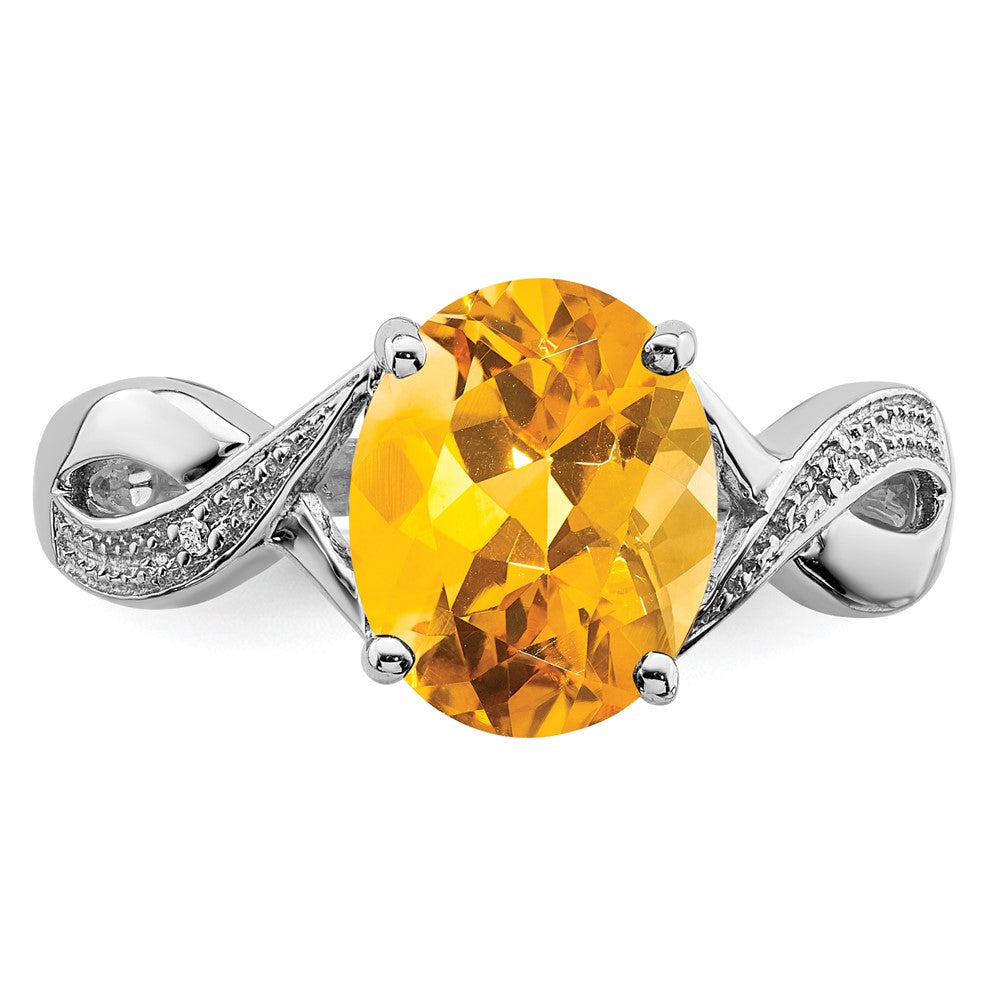 Sterlingsilber Rhodium Citrin & Diamant Ring