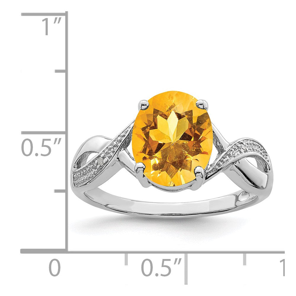 Sterlingsilber Rhodium Citrin & Diamant Ring