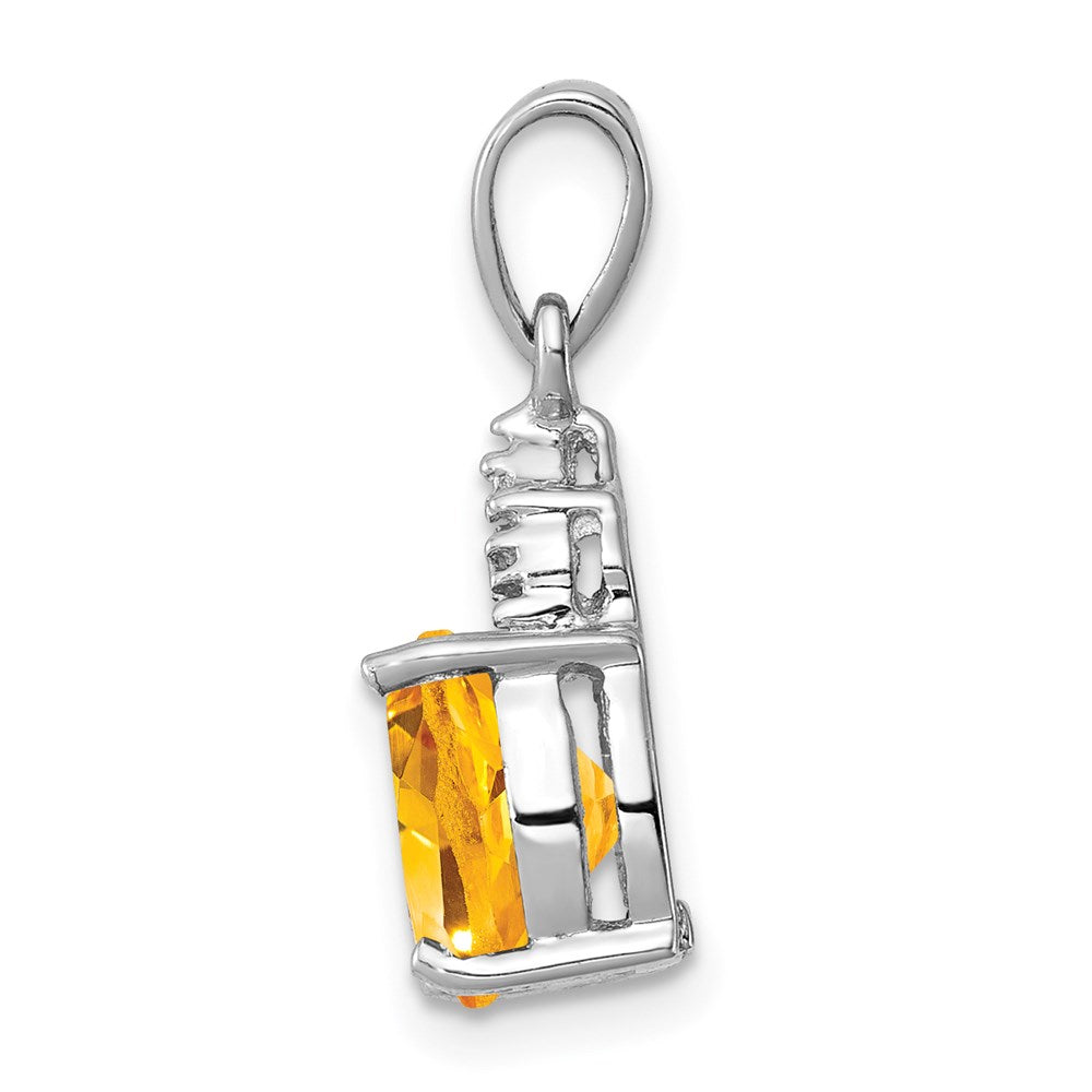 Sterlingsilber Rhodium Citrin & Diamant Anhänger