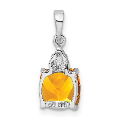 Sterlingsilber Rhodium Citrin & Diamant Anhänger