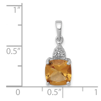 Sterlingsilber Rhodium Citrin & Diamant Anhänger