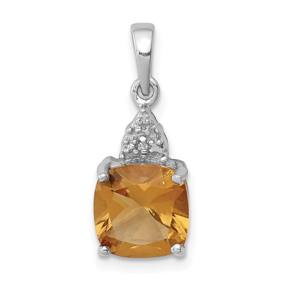 Sterlingsilber Rhodium Citrin & Diamant Anhänger