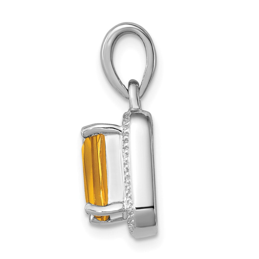 Sterlingsilber Rhodium Smaragd-cut Citrin & Diamant Anhänger