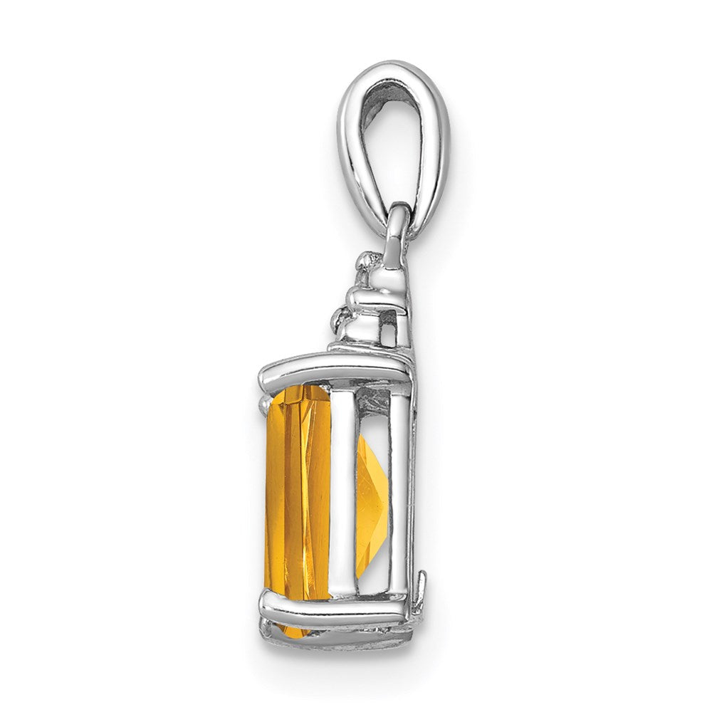 Sterlingsilber Rhodium Citrin & Diamant Anhänger