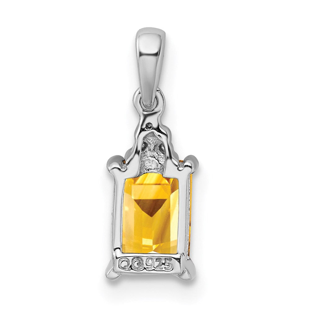 Sterlingsilber Rhodium Citrin & Diamant Anhänger