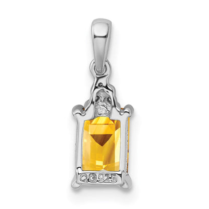 Sterlingsilber Rhodium Citrin & Diamant Anhänger