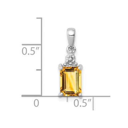 Sterlingsilber Rhodium Citrin & Diamant Anhänger