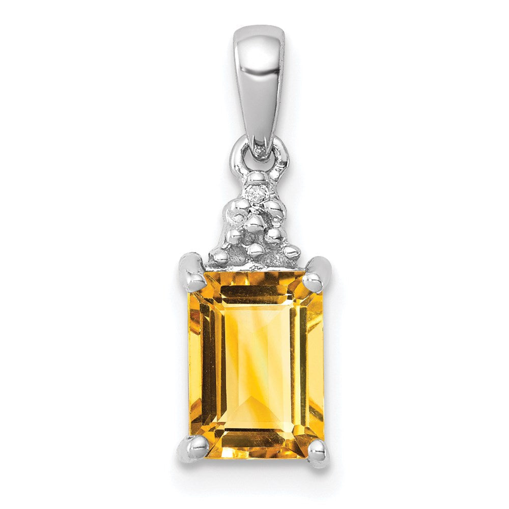 Sterlingsilber Rhodium Citrin & Diamant Anhänger
