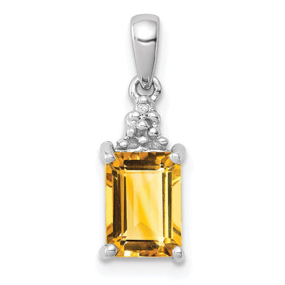 Sterlingsilber Rhodium Citrin & Diamant Anhänger