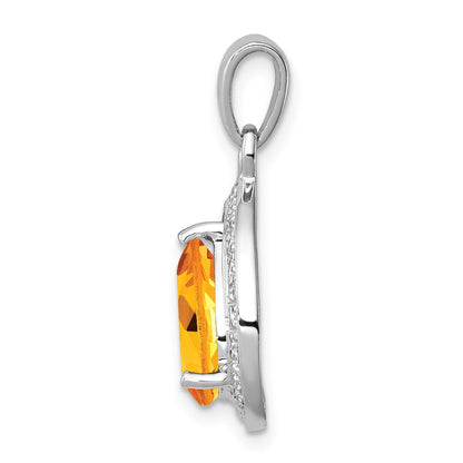 Sterlingsilber Rhodium Citrin & Diamant Anhänger