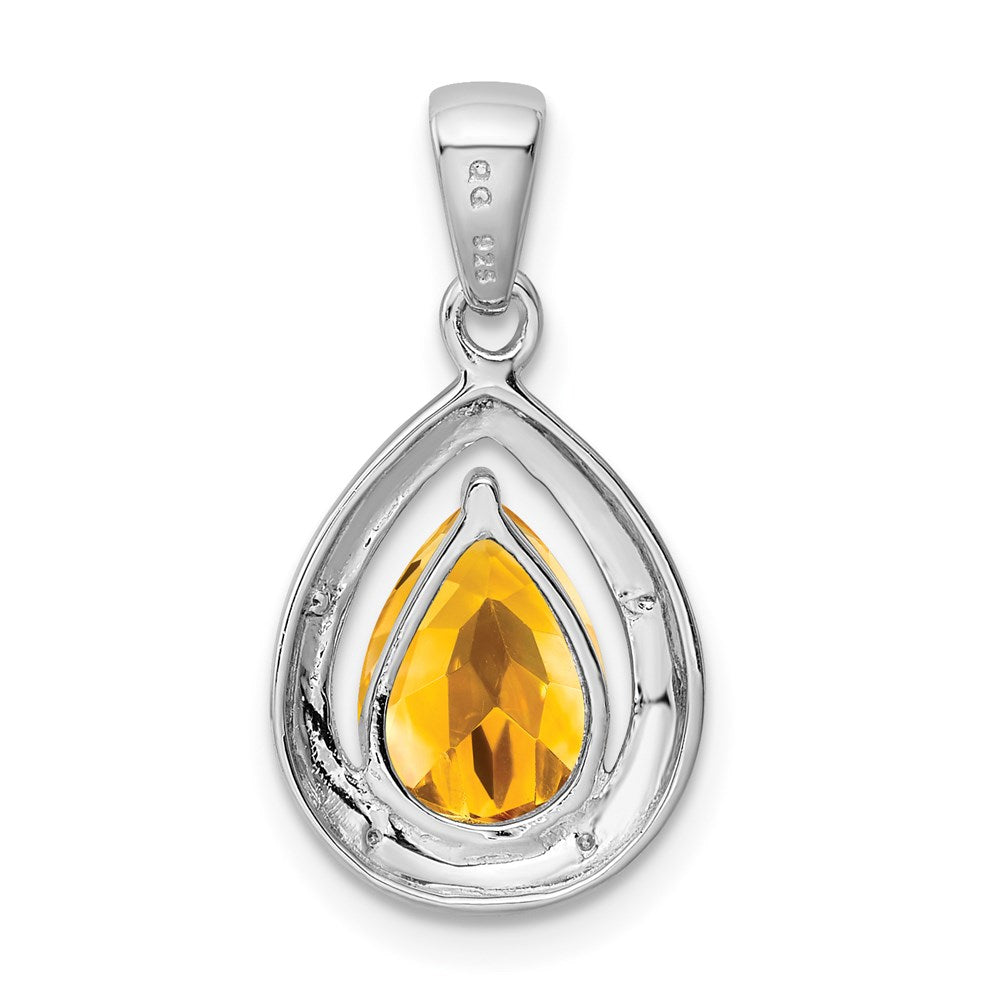 Sterlingsilber Rhodium Citrin & Diamant Anhänger